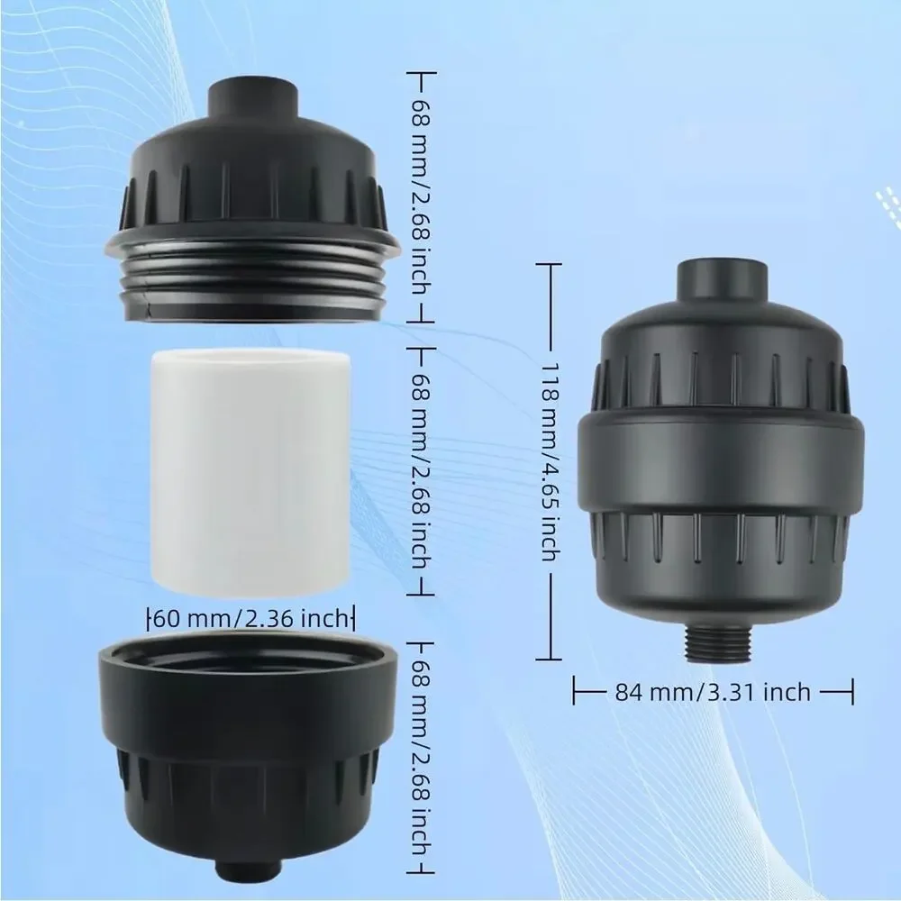 20-Stage Shower Filter for Hard Water Inline Chlorine Reduction Matte Black